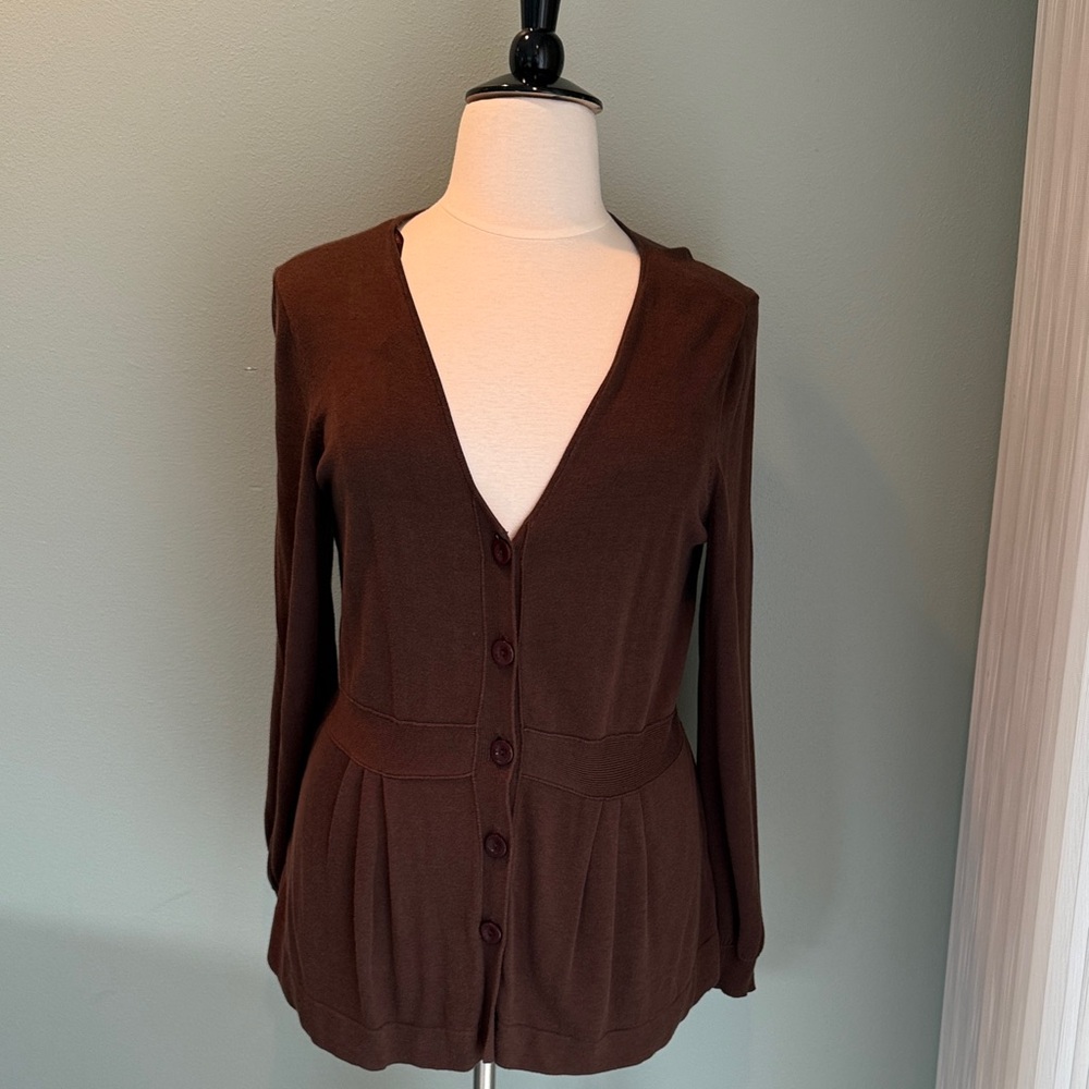 Nine West brown button-up cardigan 1X